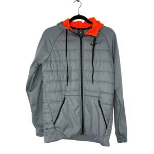 Nike Therma Dri-Fit Hooded Full-Zip Jacket Gray/Orange Men’s Small Running
